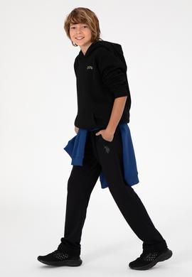 Erkek Çocuk Siyah Basic Kapüşonlu Sweatshirt - 50295161031