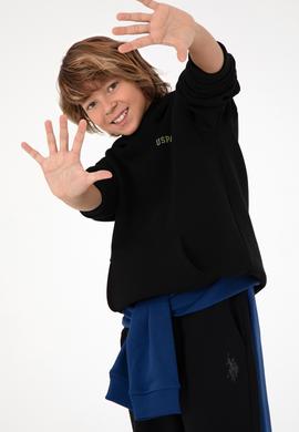 Erkek Çocuk Siyah Basic Kapüşonlu Sweatshirt - 50295161031