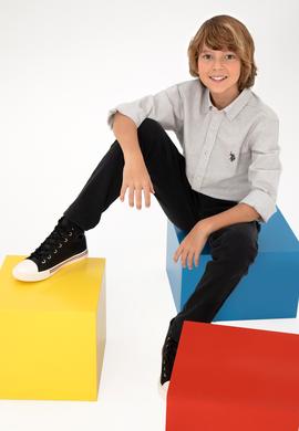 Erkek Çocuk Bej Uzun Kollu Basic Gömlek - 50297386068