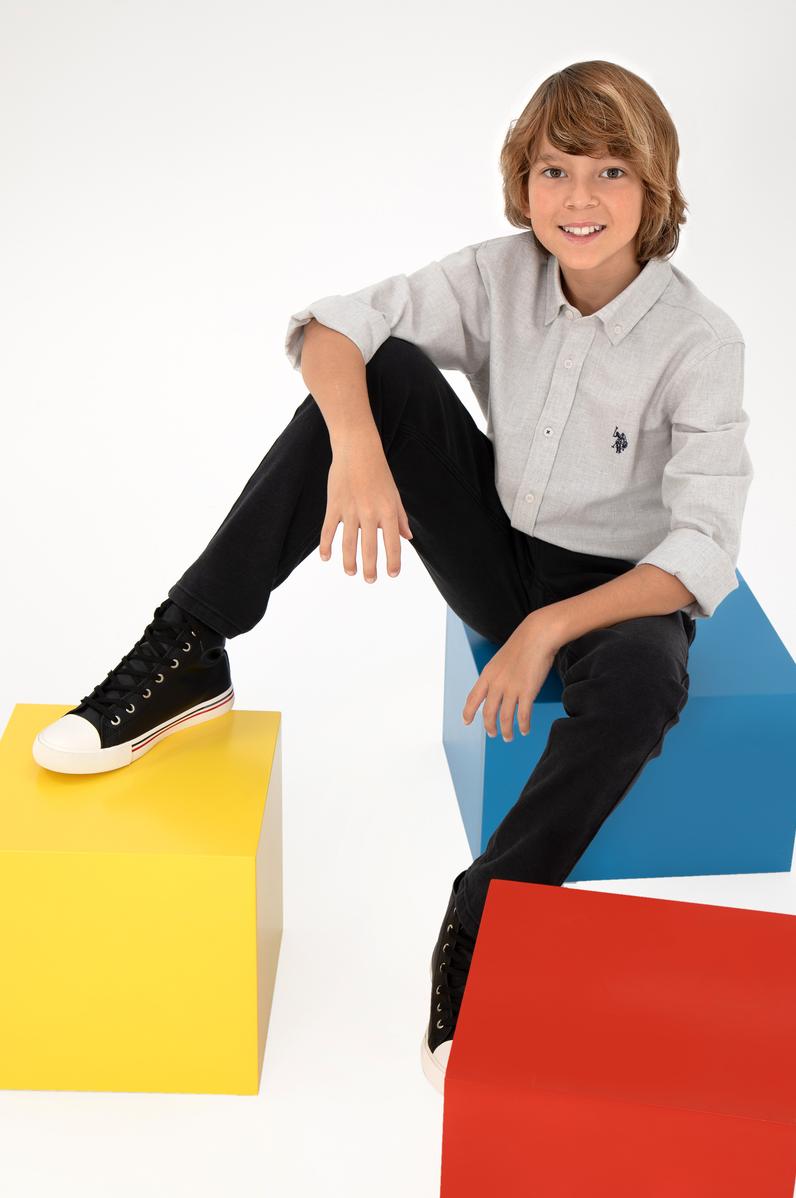 Erkek Çocuk Bej Uzun Kollu Basic Gömlek