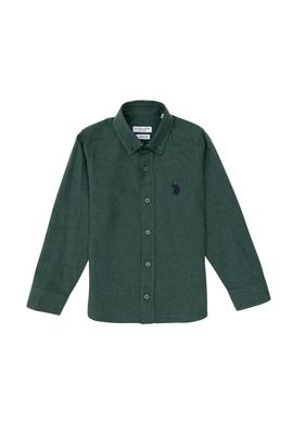 Erkek Çocuk Koyu Yeşil Uzun Kollu Basic Gömlek - 50297386042