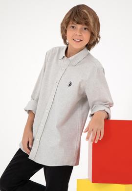 Erkek Çocuk Bej Uzun Kollu Basic Gömlek - 50297386068