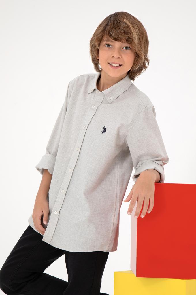 Erkek Çocuk Bej Uzun Kollu Basic Gömlek