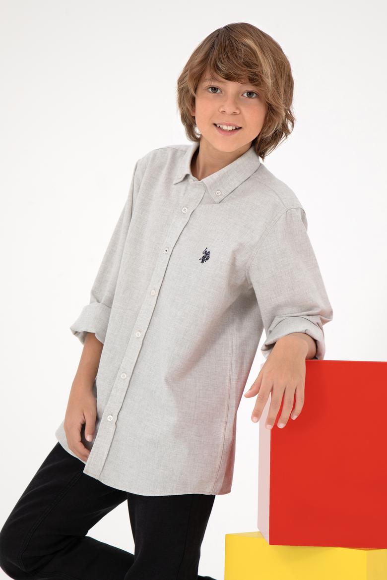 Erkek Çocuk Bej Uzun Kollu Basic Gömlek