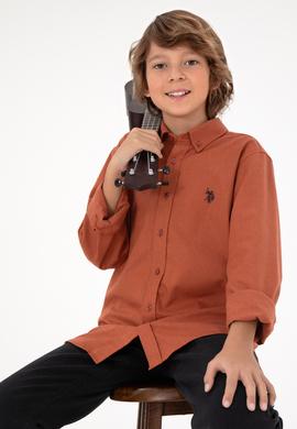 Erkek Çocuk Kiremit Uzun Kollu Basic Gömlek - 50297386032