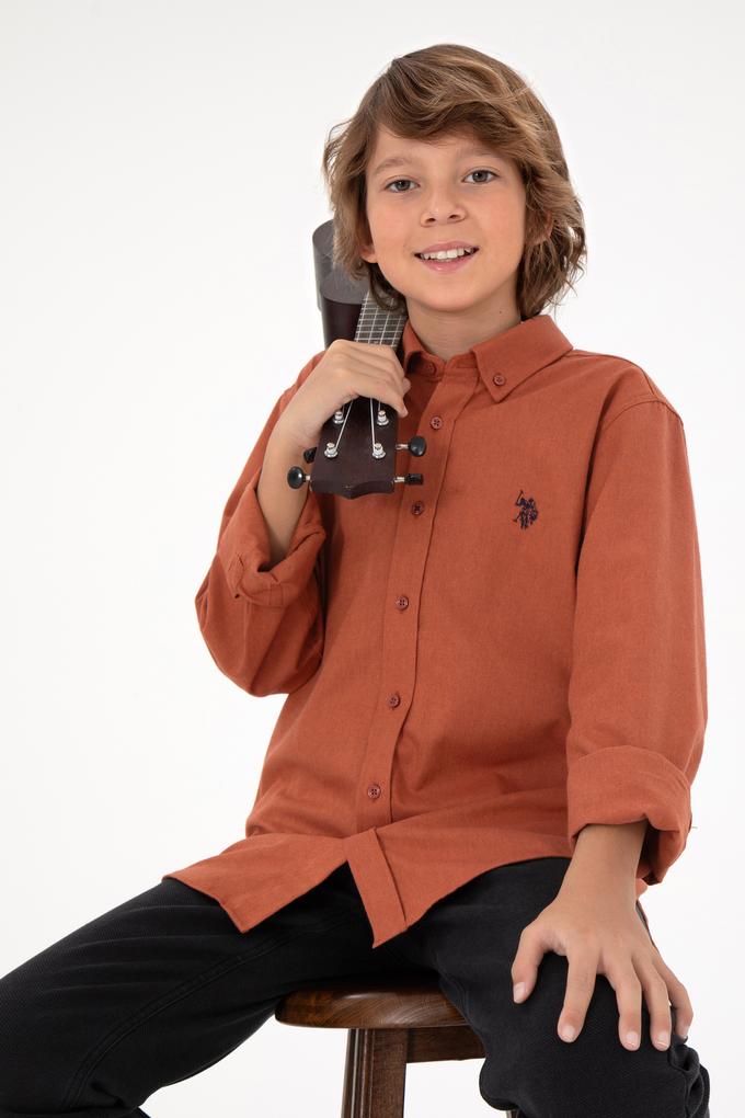 Erkek Çocuk Kiremit Uzun Kollu Basic Gömlek