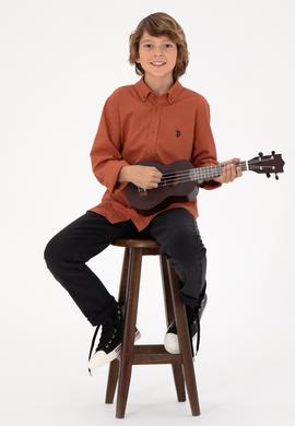 Erkek Çocuk Kiremit Uzun Kollu Basic Gömlek - 50297386032