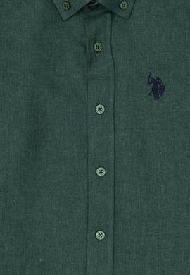 Erkek Çocuk Koyu Yeşil Uzun Kollu Basic Gömlek - 50297386042