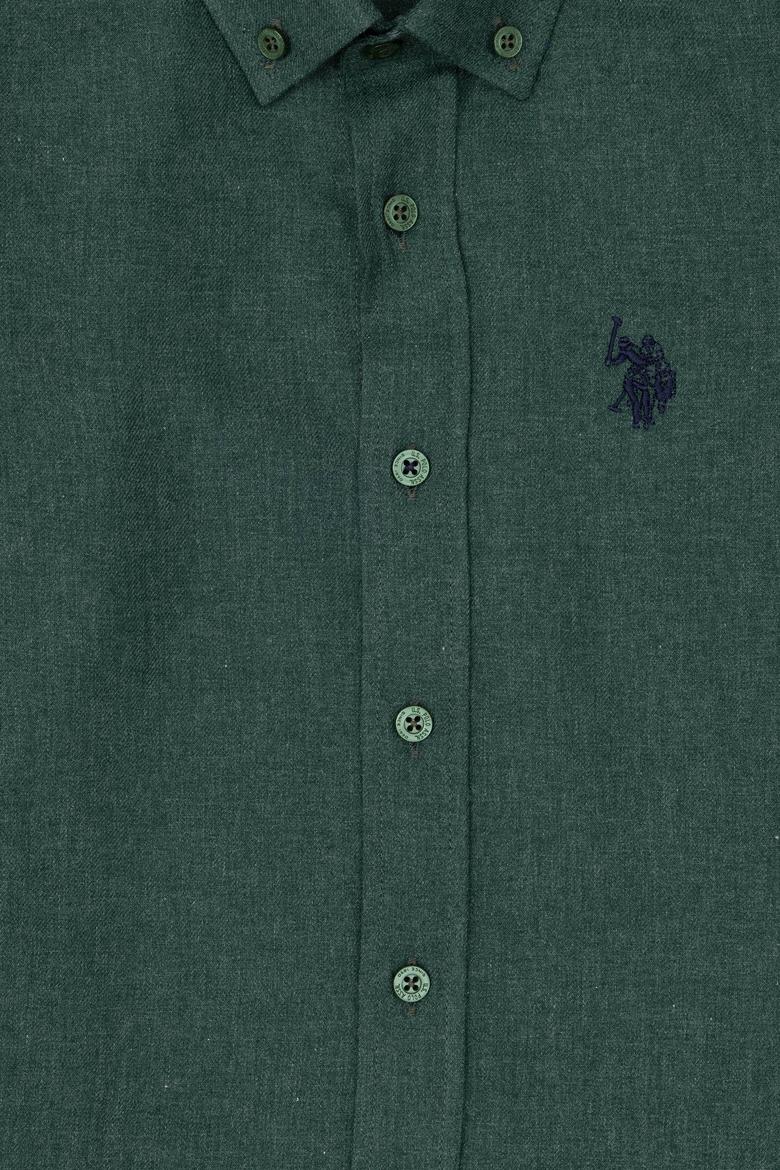 Erkek Çocuk Koyu Yeşil Uzun Kollu Basic Gömlek - 50297386042