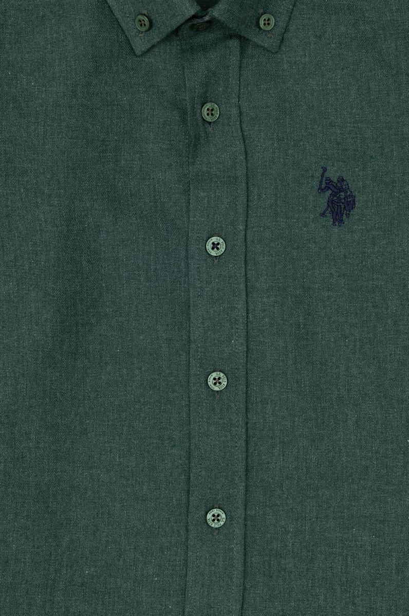 Erkek Çocuk Koyu Yeşil Uzun Kollu Basic Gömlek