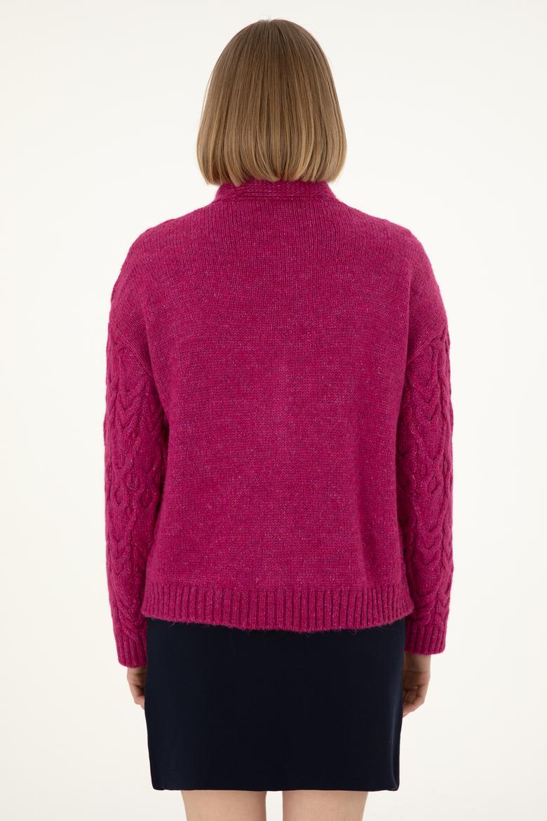 Kadın Fuşya Triko Hırka - 50293020004