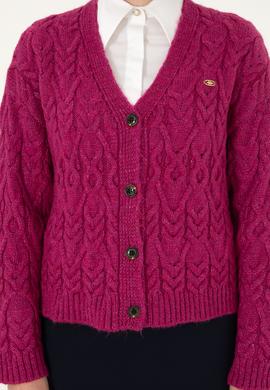 Kadın Fuşya Triko Hırka - 50293020004