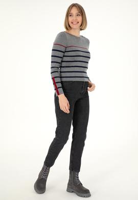 Kadın Antrasit Melanj Bisiklet Yaka Kazak - 50291573024