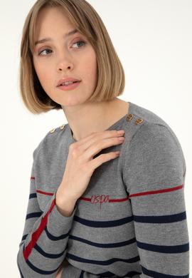 Kadın Antrasit Melanj Bisiklet Yaka Kazak - 50291573024