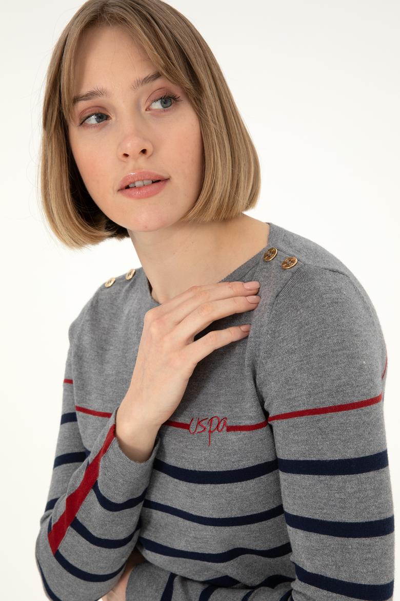 Kadın Antrasit Melanj Bisiklet Yaka Kazak - 50291573024