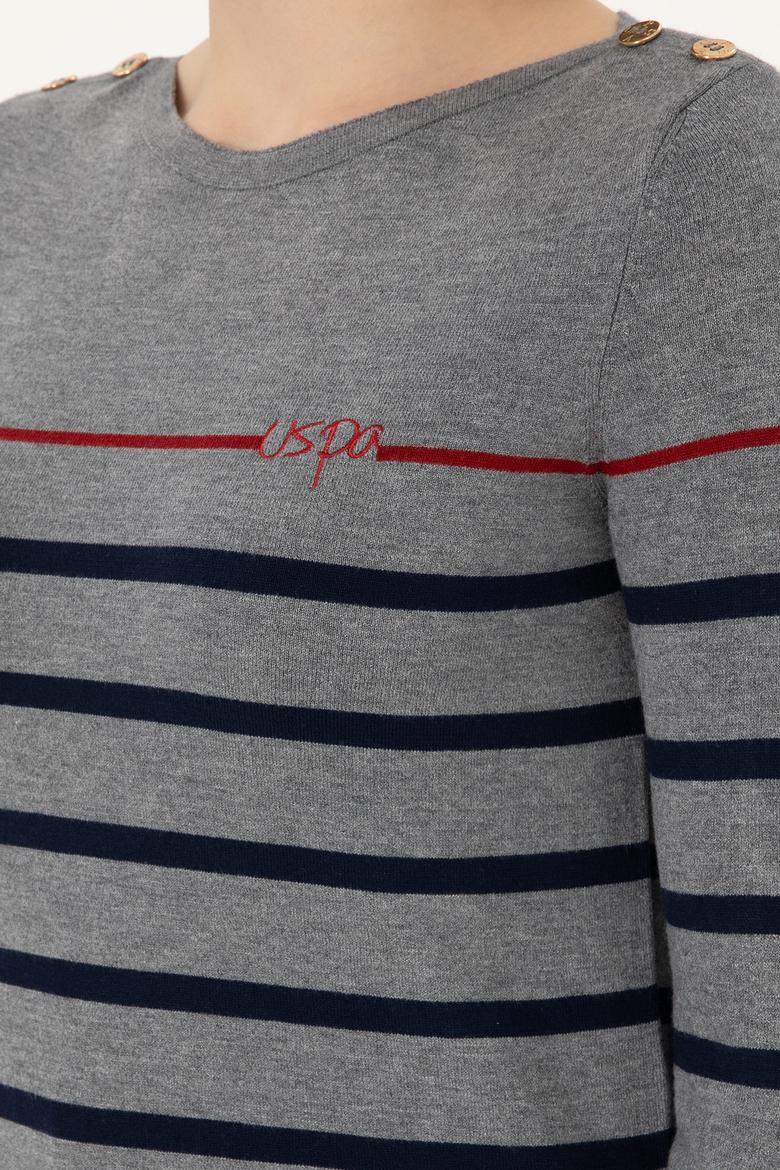 Kadın Antrasit Melanj Bisiklet Yaka Kazak - 50291573024