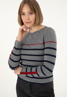 Kadın Antrasit Melanj Bisiklet Yaka Kazak - 50291573024