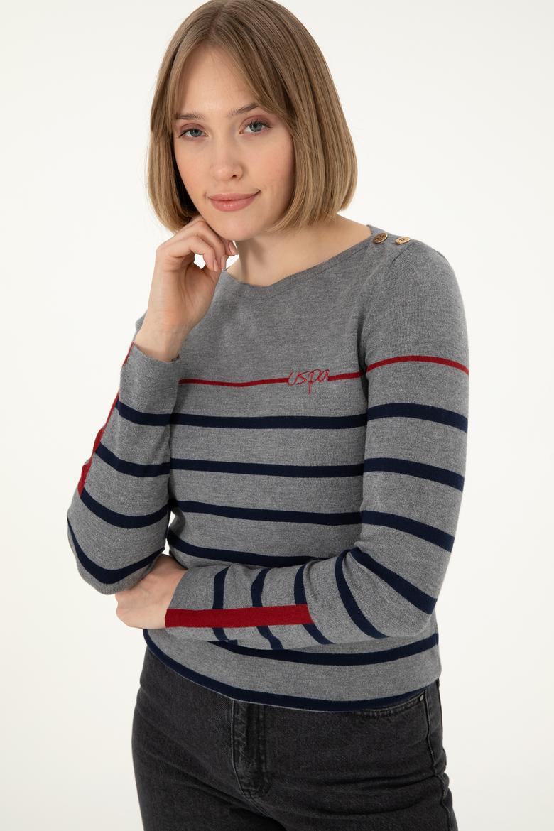 Kadın Antrasit Melanj Bisiklet Yaka Kazak - 50291573024