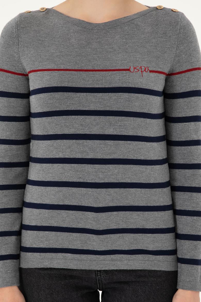 Kadın Antrasit Melanj Bisiklet Yaka Kazak - 50291573024