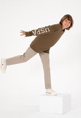 Erkek Çocuk Haki Bisiklet Yaka Sweatshirt - 50293643017