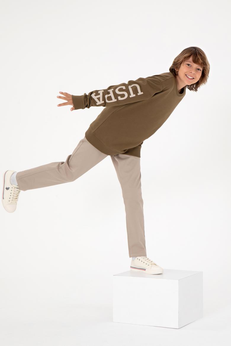 Erkek Çocuk Haki Bisiklet Yaka Sweatshirt - 50293643017