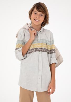 Erkek Çocuk Ekru Uzun Kollu Gömlek - 50297397018