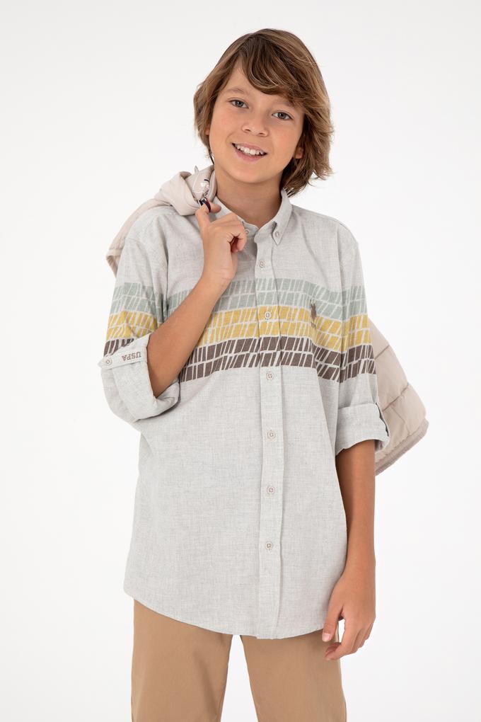 Erkek Çocuk Ekru Uzun Kollu Gömlek