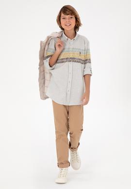 Erkek Çocuk Ekru Uzun Kollu Gömlek - 50297397018