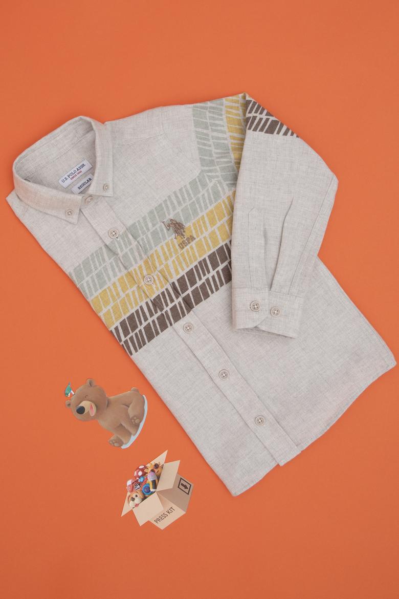 Erkek Çocuk Ekru Uzun Kollu Gömlek - 50297397018