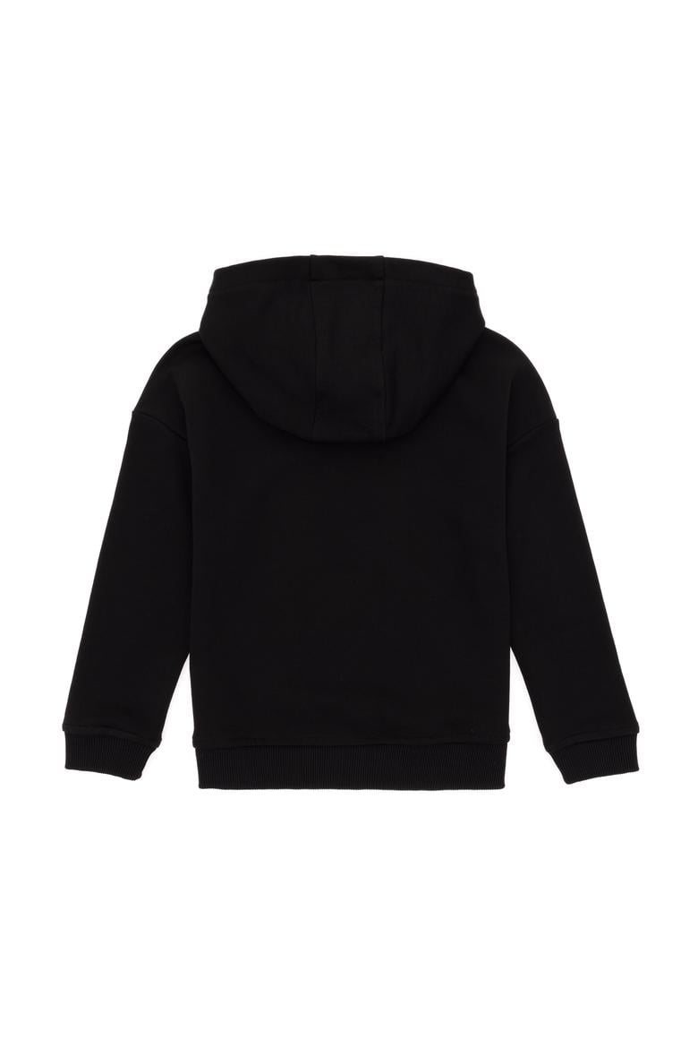 Erkek Çocuk Siyah Basic Kapüşonlu Sweatshirt - 50298269016