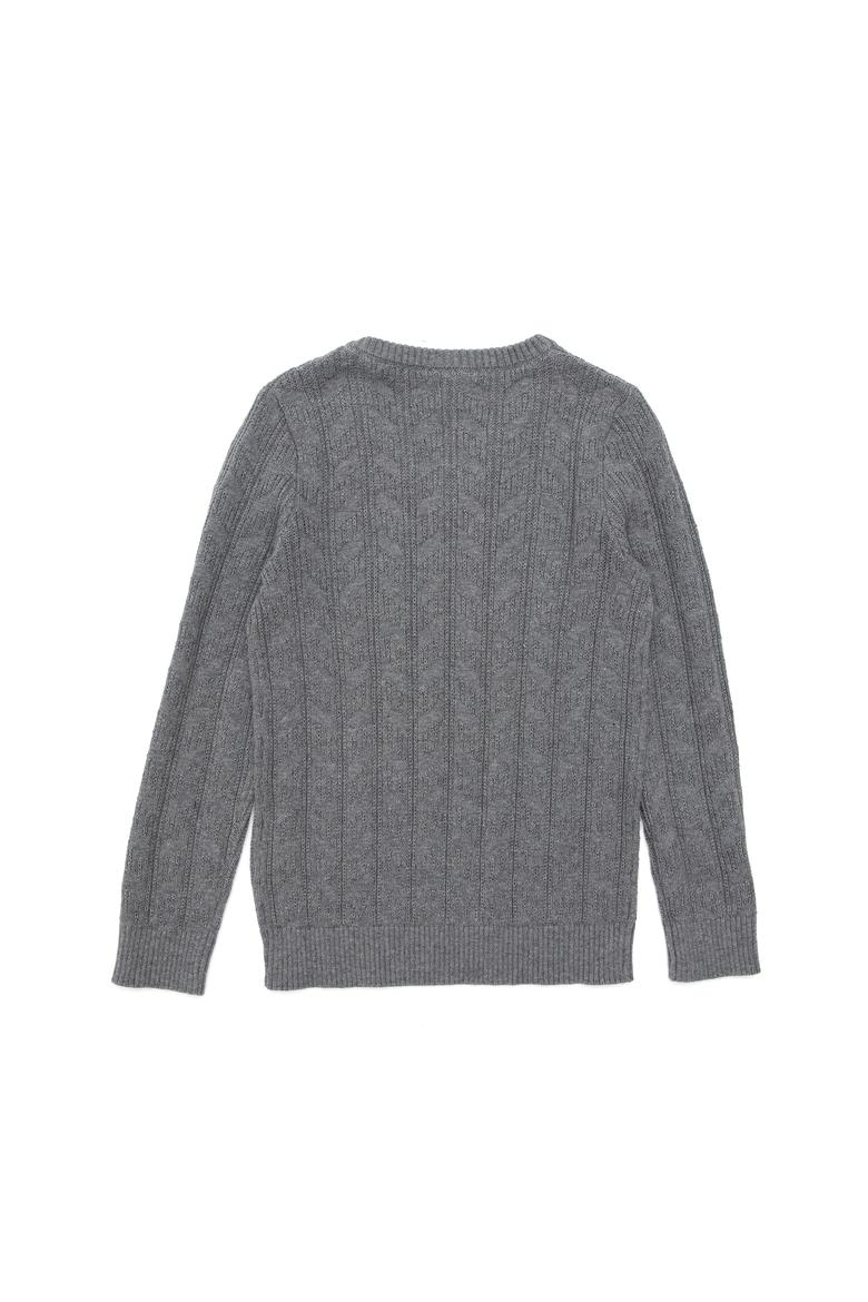 Erkek Çocuk Gri Melanj Basic V Yaka Kazak - 50293535079