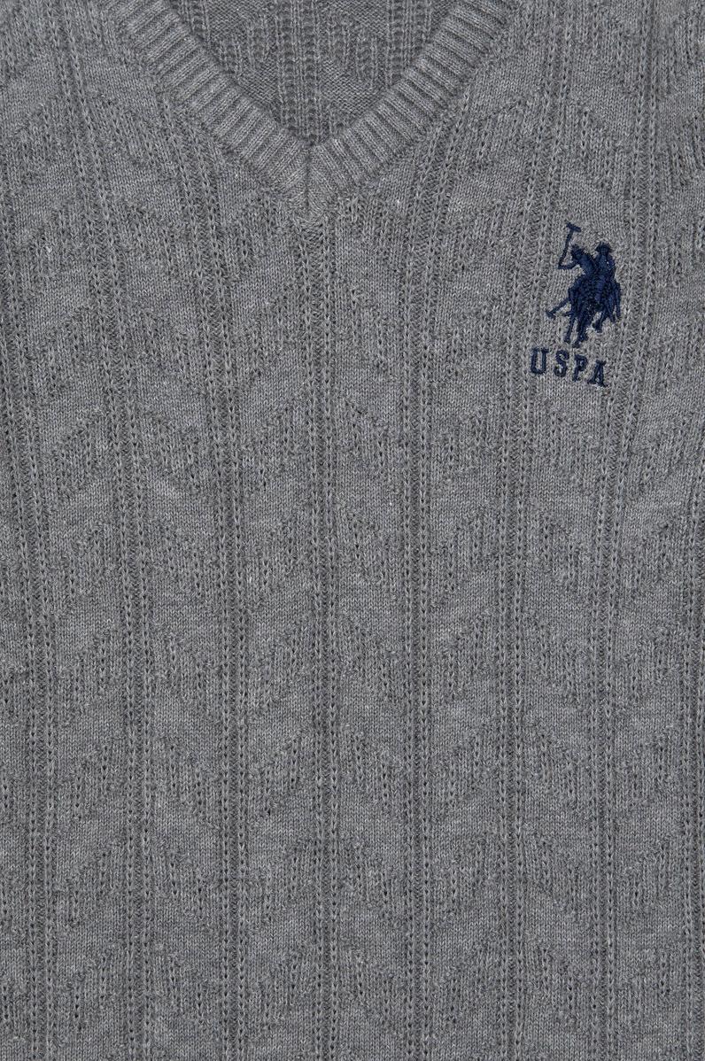 Erkek Çocuk Gri Melanj Basic V Yaka Kazak