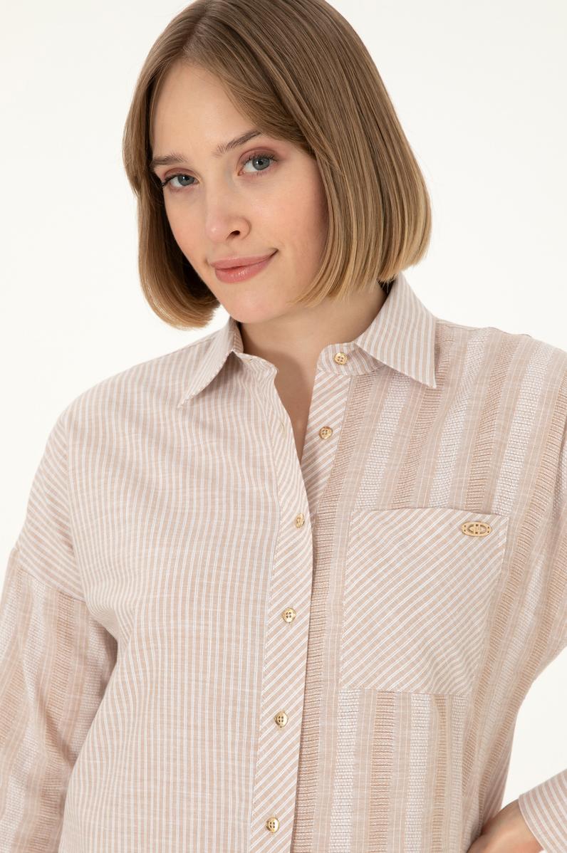 Kadın Kum Uzun Kollu Gömlek