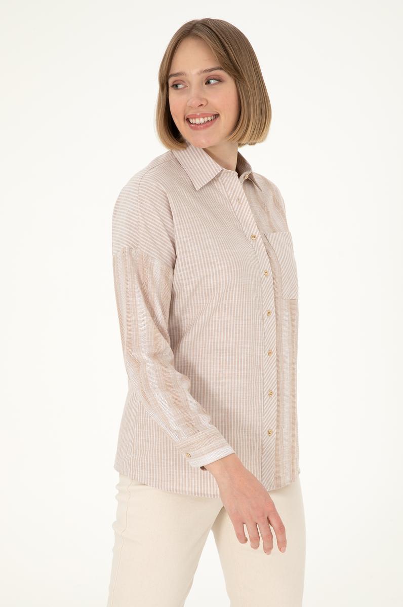 Kadın Kum Uzun Kollu Gömlek