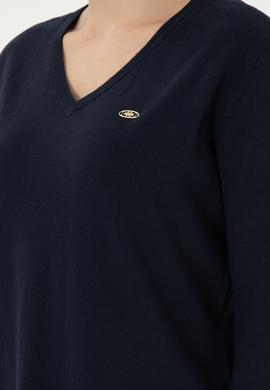 Kadın Lacivert V Yaka Basic Kazak - 50288973066