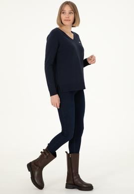 Kadın Lacivert V Yaka Basic Kazak - 50288973066