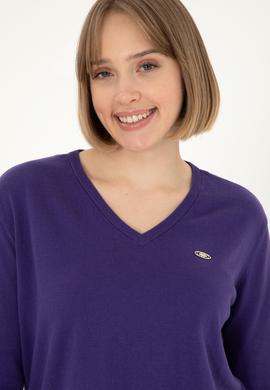 Kadın Mor V Yaka Basic Kazak - 50288973076