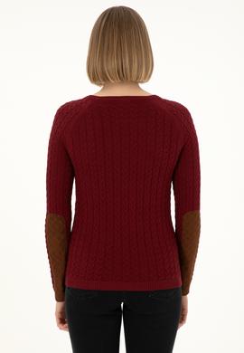 Kadın Bordo Basic Bisiklet Yaka Kazak - 50288981043