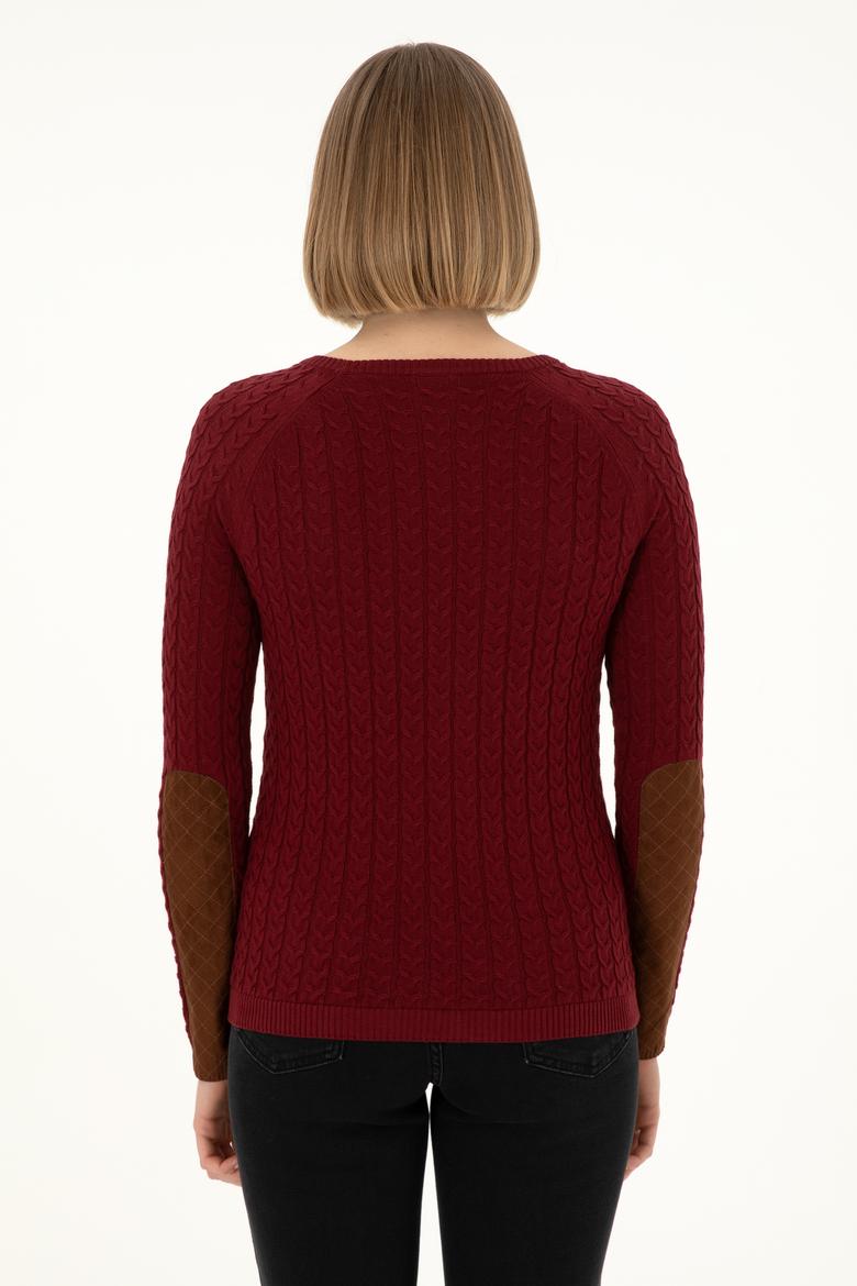 Kadın Bordo Basic Bisiklet Yaka Kazak - 50288981043