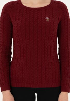 Kadın Bordo Basic Bisiklet Yaka Kazak - 50288981043