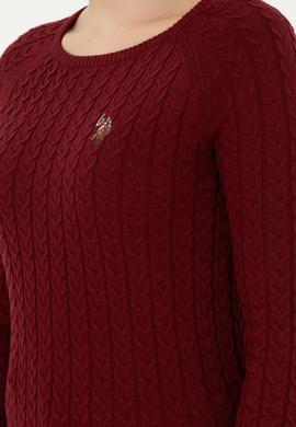 Kadın Bordo Basic Bisiklet Yaka Kazak - 50288981043