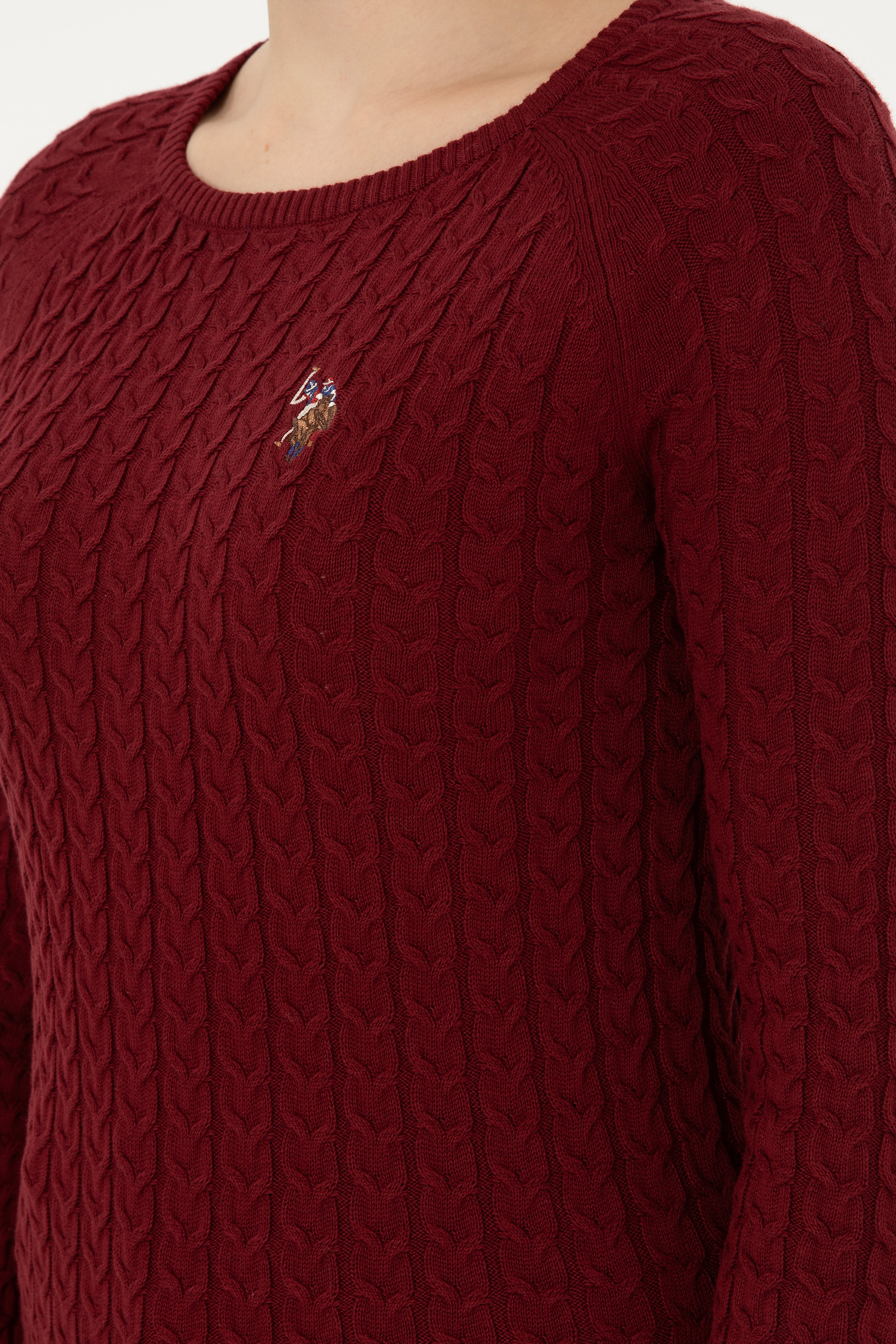 Kadın Bordo Basic Bisiklet Yaka Kazak - Image 7