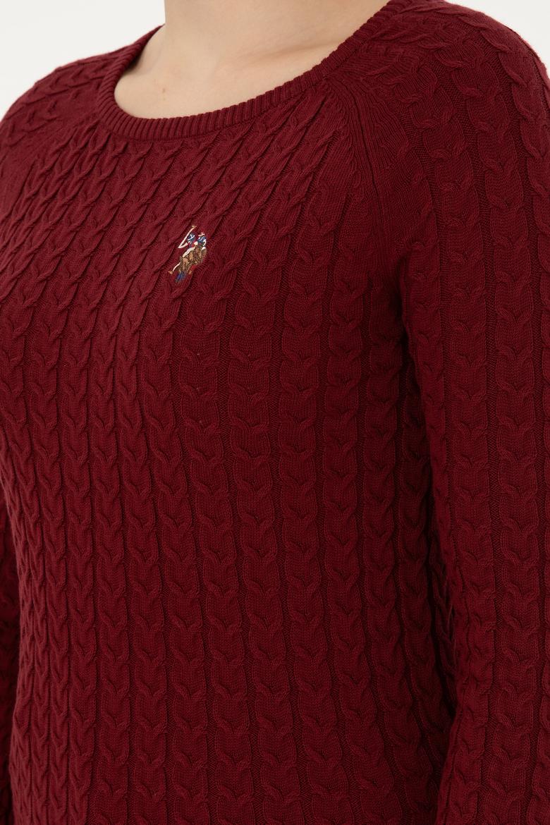 Kadın Bordo Basic Bisiklet Yaka Kazak - 50288981043