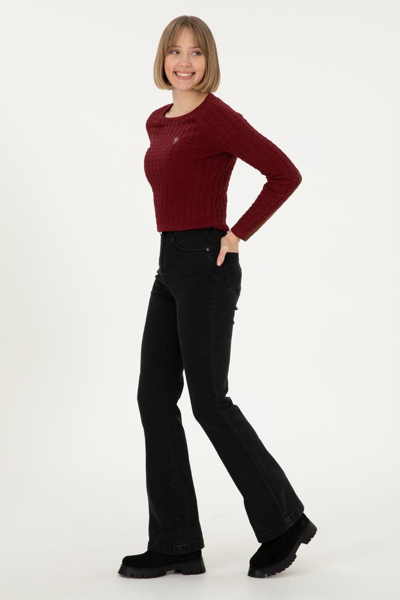 Kadın Bordo Basic Bisiklet Yaka Kazak - 50288981043