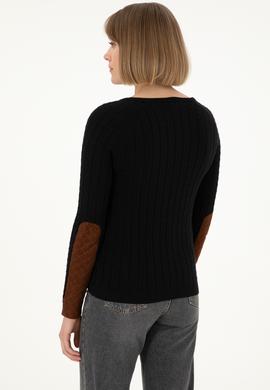 Kadın Siyah Bisiklet Yaka Basic Kazak - 50288981051