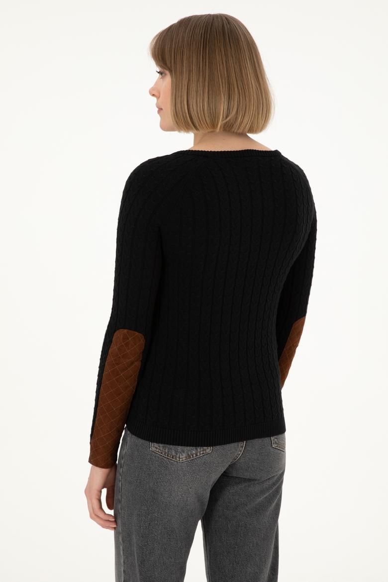 Kadın Siyah Bisiklet Yaka Basic Kazak - 50288981051