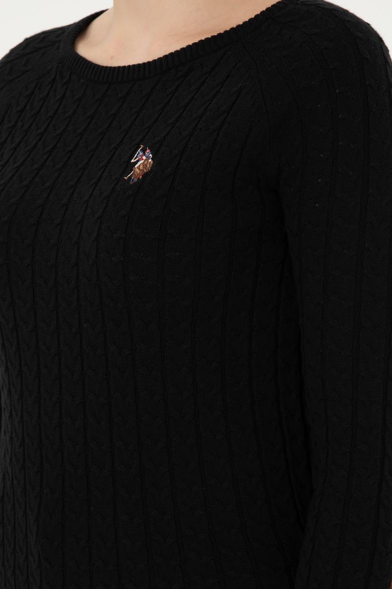 Kadın Siyah Bisiklet Yaka Basic Kazak - 50288981051