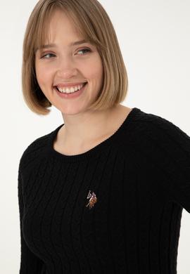 Kadın Siyah Bisiklet Yaka Basic Kazak - 50288981051