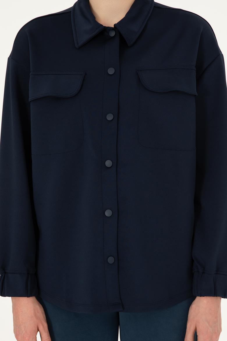 Kadın Lacivert Örme Gömlek - 50292455014