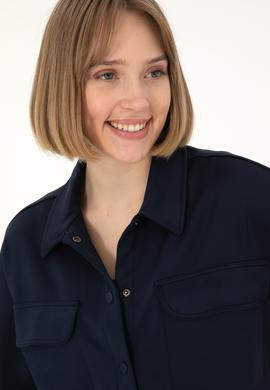 Kadın Lacivert Örme Gömlek - 50292455014